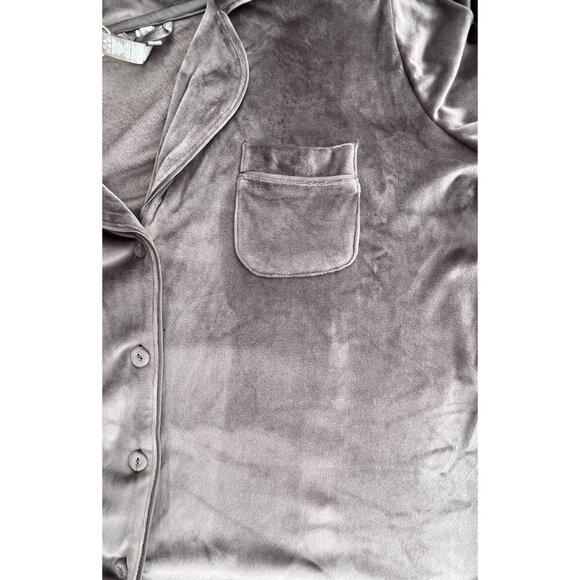 SKIMS Velour Sleep Top In Amethyst Button-Up Pajama Top Size XXS Brown - Picture 5 of 12